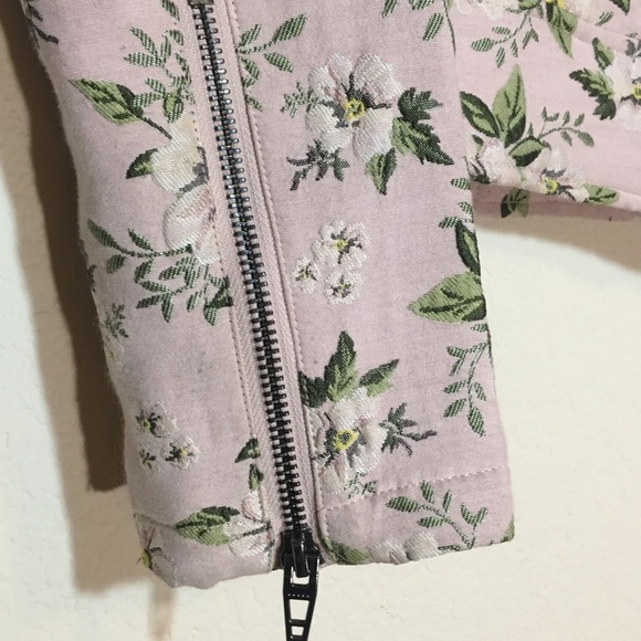 Light Pink Floral Knit Moto Style Jacket S - Picture 4 of 8